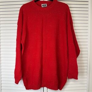 Vintage Classic Essentials Red Crewneck Sweater Flower 🌹